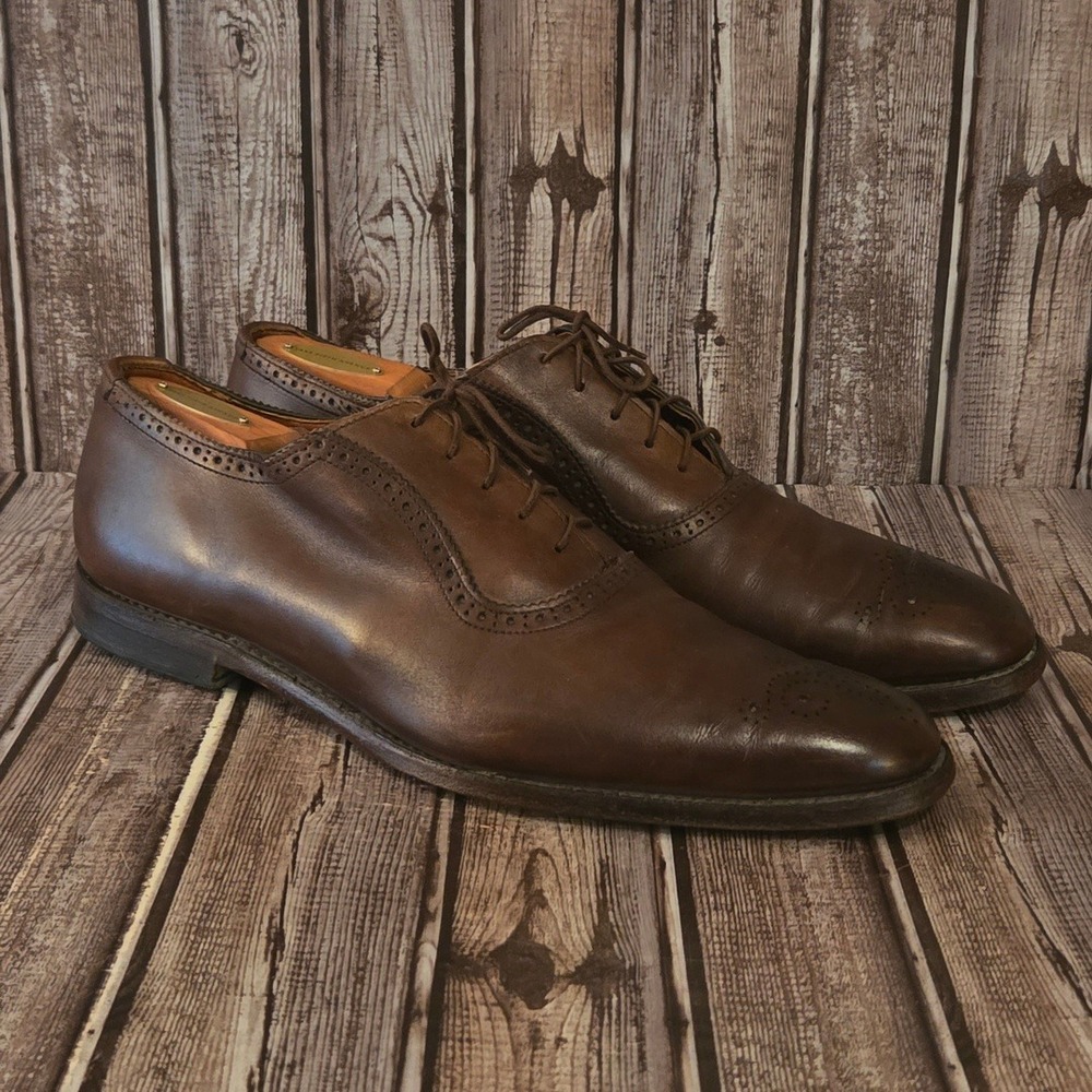Sz 13 B Mens Allen Edmonds Cornwallis Brown Leather Brogue Oxford Shoes DEFECT
